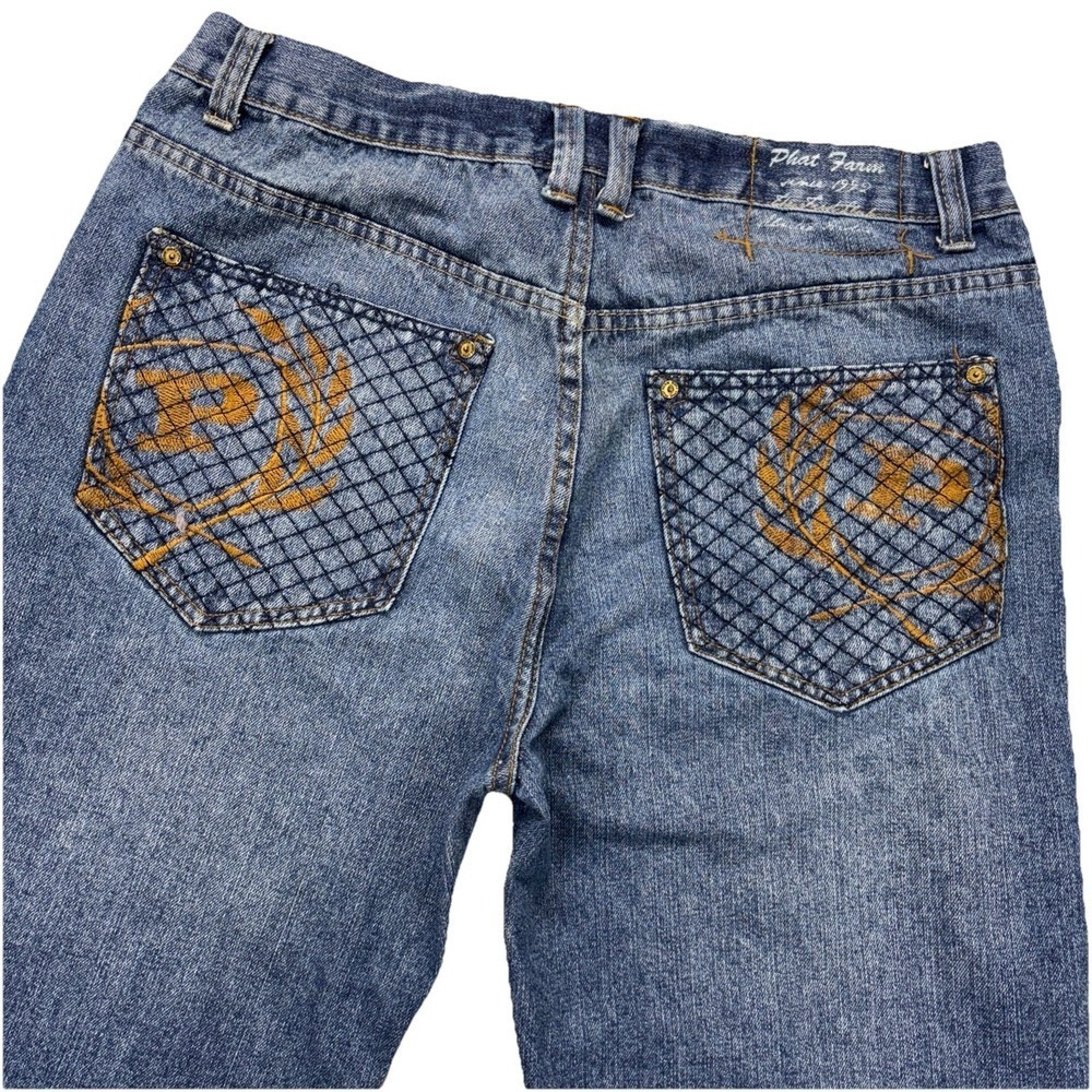 VTG Phat Farm Jeans Mens 36x29 Distressed Blue Denim Skater Streetwear Y2K